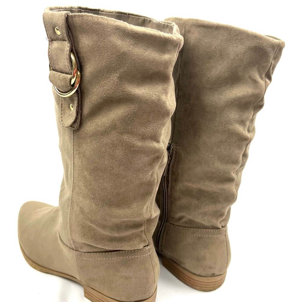 Suade flats mid calf boots
